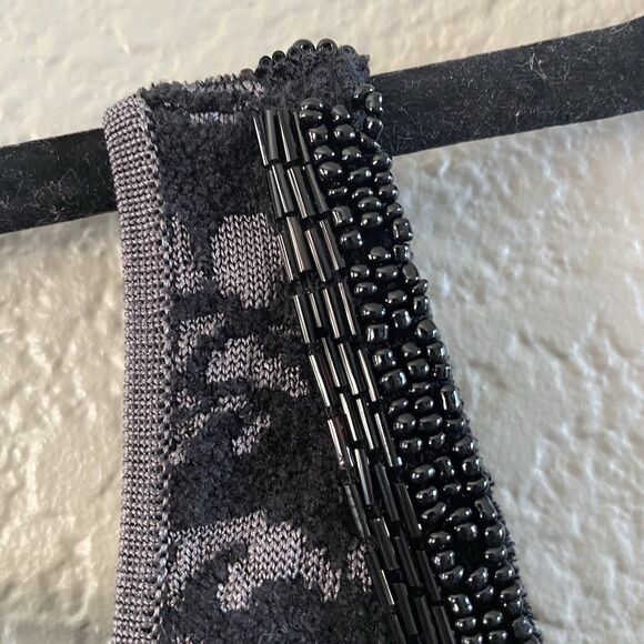 Free People Mini Dress Womens XS Black Starstruck Beaded Jacquard Bodycon - Picture 5 of 13